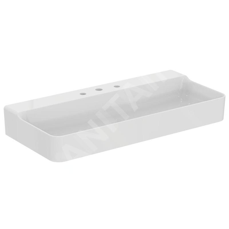 Ideal Standard Conca Ceram - Lavabo 1000x450 mm, sans trop-plein, 3 trous pour robinet, blanc T380101 Ideal Standard Conca Ceram - Lavabo 1000x450 mm, sans trop-plein, 3 trous pour robinet, blanc T380101