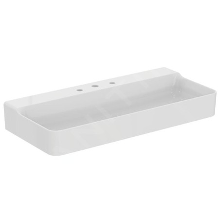 Ideal Standard Conca Ceram - Lavabo 1000x450 mm, sans trop-plein, 3 trous pour robinet, blanc T380101