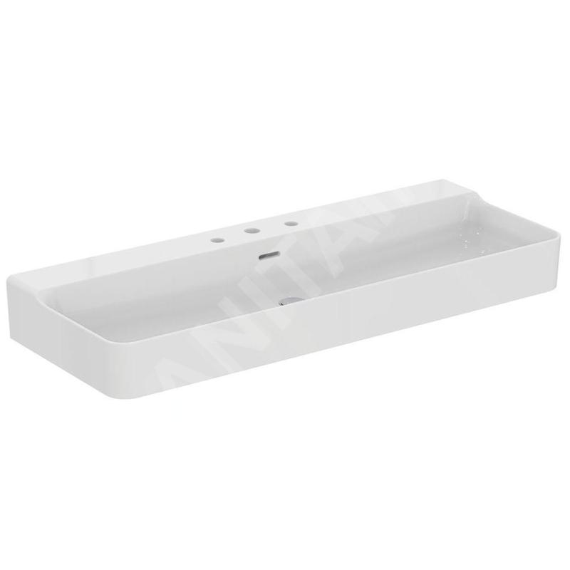 Ideal Standard Conca Ceram - Lavabo 1200x450 mm, avec trop-plein, 3 trous pour robinet, blanc T380401 Ideal Standard Conca Ceram - Lavabo 1200x450 mm, avec trop-plein, 3 trous pour robinet, blanc T380401