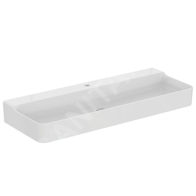 Ideal Standard Conca Ceram - Lavabo 1200x450 mm, sans trop-plein, trou pour robinet, blanc T380601 Ideal Standard Conca Ceram - Lavabo 1200x450 mm, sans trop-plein, trou pour robinet, blanc T380601