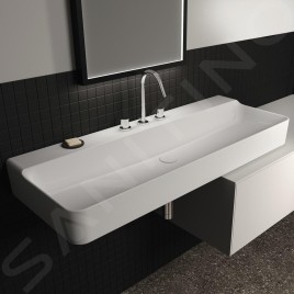 Ideal Standard Conca Ceram - Lavabo 1200x450 mm, sans trop-plein, 3 trous pour robinet, blanc T380701