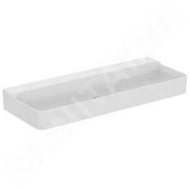 Ideal Standard Conca Ceram - Double-lavabo 1200x450 mm, sans trop-plein, sans trou pour robinet, blanc T380901