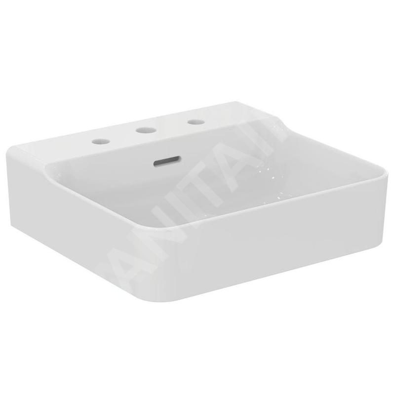 Ideal Standard Conca Ceram - Lavabo à poser 500x450 mm, avec trop-plein, 3 trous pour robinet, blanc T381301 Ideal Standard Conca Ceram - Lavabo à poser 500x450 mm, avec trop-plein, 3 trous pour robinet, blanc T381301