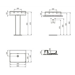 Ideal Standard Conca Ceram - Lavabo à poser 600x450 mm, avec trop-plein, sans trou pour robinet, blanc T382201