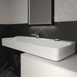 Ideal Standard Conca Ceram - Lavabo à poser 1200x450 mm, sans trop-plein, trou pour robinet, blanc T384201