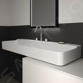 Ideal Standard Conca Ceram - Lavabo à poser 1200x450 mm, sans trop-plein, 3 trous pour robinet, blanc T384301