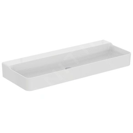 Ideal Standard Conca Ceram - Double-lavabo à poser 1200x450 mm, sans trop-plein, sans trou pour robinet, blanc T384501