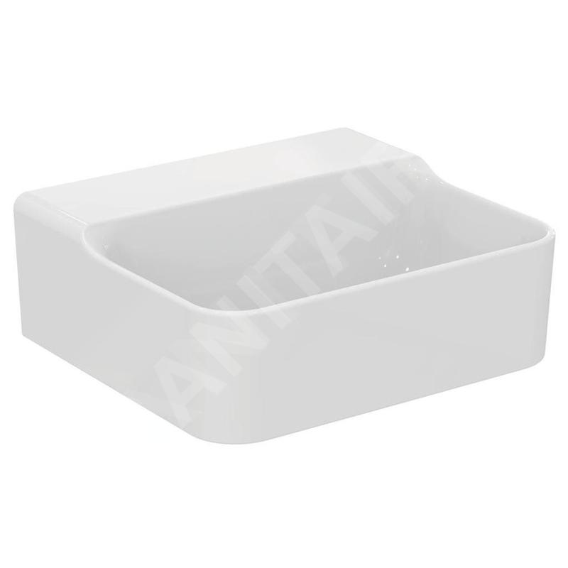 Ideal Standard Conca Ceram - Lave-main à poser 400x350 mm, sans trop-plein, sans trou pour robinet, blanc T387901