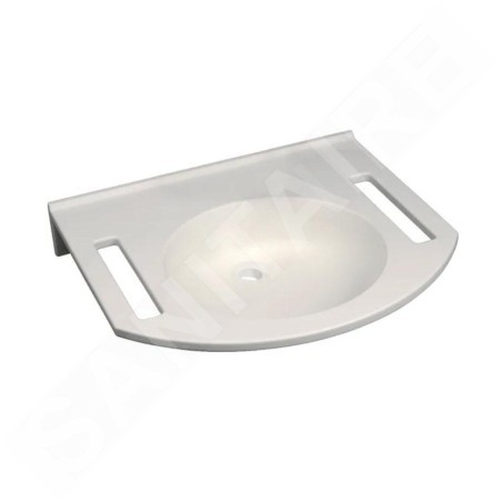 Geberit Publica - Lavabo adapté aux PMR, 600x550x115 mm, sans trop-plein, sans trou pour le robinet, blanc alpin 501.041.00.1