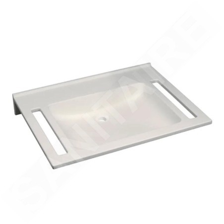 Geberit Publica - Lavabo adapté aux PMR, 700x550x115 mm, sans trop-plein, sans trou pour le robinet, blanc alpin 501.043.11.1