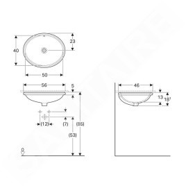 Geberit VariForm - Vasque à encastrer 560x500 mm, avec trop-plein, blanc 500.752.01.2