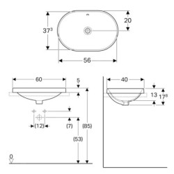 Geberit VariForm - Vasque à encastrer 600x400 mm, avec trop-plein, blanc 500.728.01.2