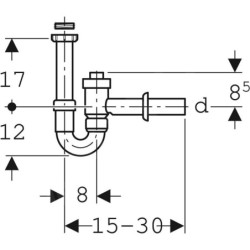Geberit Accessoires - Siphon en tube fermable, clapet anti-retour, sortie horizontale, d 50 mm 152.861.11.1