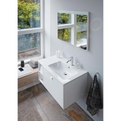Duravit ME by Starck - Lavabo asymétrique 830x490 mm, 1 trou pour robinetterie à droite, avec WonderGliss, blanc 23468300001