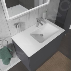 Duravit ME by Starck - Lavabo asymétrique 830x490 mm, 1 trou pour robinetterie à droite, avec WonderGliss, blanc 23468300001