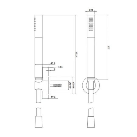 Cersanit Inverto - Set de pommeau de douche, support et flexible, doré S951-400