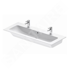 Duravit ME by Starck - Double-lavabo 1230 x 490 mm, avec 2 trous pour robinetterie, s WonderGliss, blanc mat 23611232241
