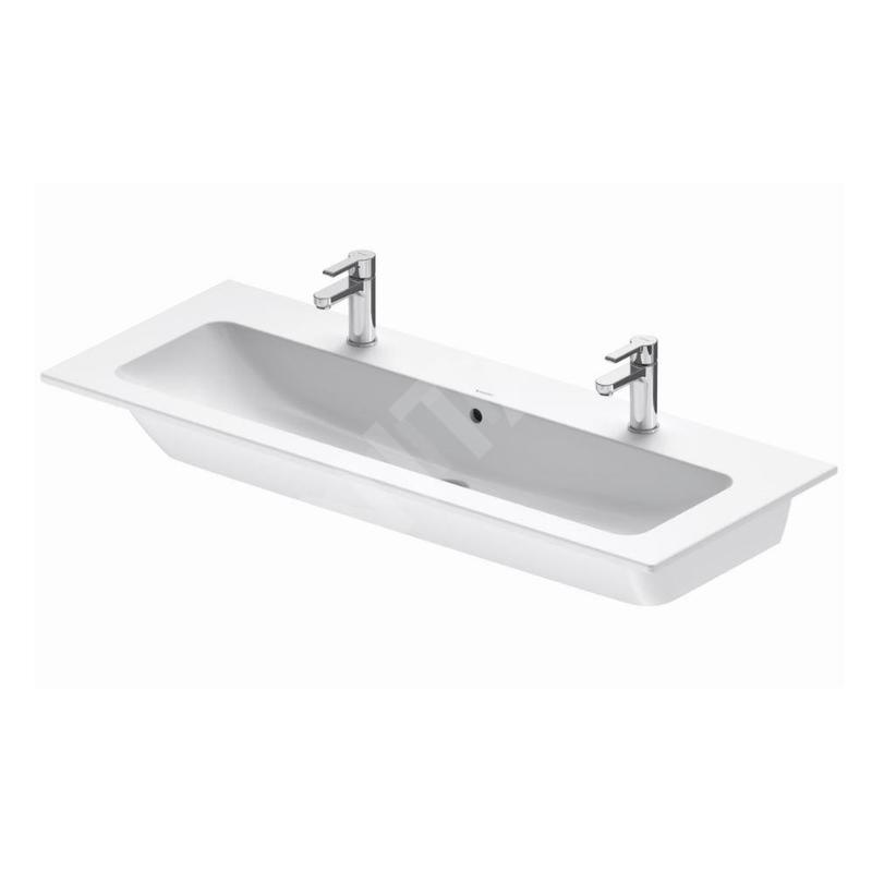 Duravit ME by Starck - Double-lavabo 1230 x 490 mm, avec 2 trous pour robinetterie, s WonderGliss, blanc mat 23611232241