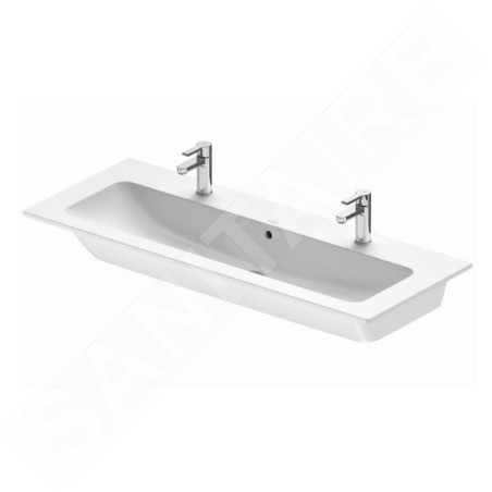 Duravit ME by Starck - Double-lavabo 1230 x 490 mm, avec 2 trous pour robinetterie, s WonderGliss, blanc mat 23611232241