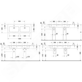 Duravit ME by Starck - Double-lavabo 1300x490 mm, blanc mat 2336133260