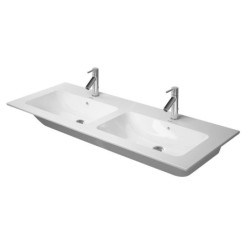 Duravit ME by Starck - Double-lavabo 1300x490 mm, avec 2 trous pour robinet, avec WonderGliss, blanc alpin 23361332001