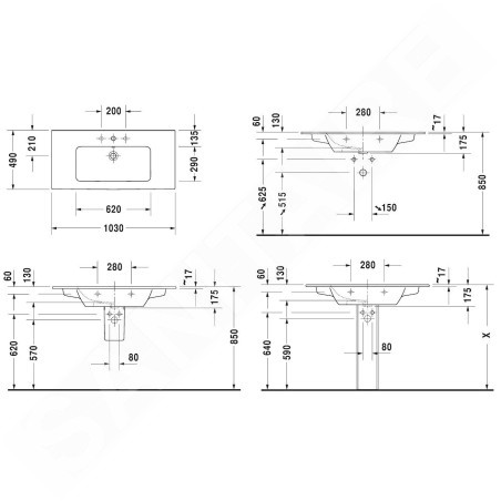 Duravit ME by Starck - Meuble-lavabo 1030x490 mm, blanc mat 2336103260