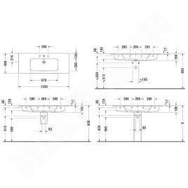 Duravit ME by Starck - Lavabo 1230x490 mm, blanc mat 2336123260