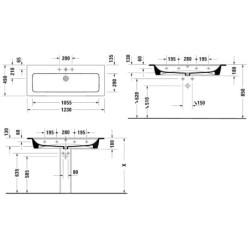 Duravit ME by Starck - Lavabo 1230x490 mm, avec un trou pour robinetterie, avec WonderGliss, blanc alpin 23611232001