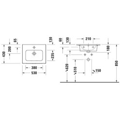 Duravit ME by Starck - Meuble-lavabo 530x430 mm, avec 1 trou pour robinetterie, blanc mat 2336533200