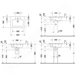 Duravit ME by Starck - Meuble-lavabo 630x490 mm, WonderGliss, blanc mat 23366332601