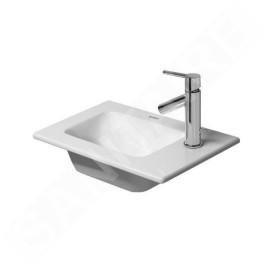 Duravit ME by Starck - Lave-mains pour meuble 430x300 mm, avec 1 trou pour robinetterie, avec WonderGliss, blanc mat 07234332411