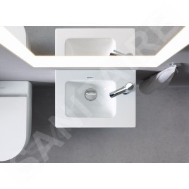 Duravit ME by Starck - Lave-mains pour meuble 430x300 mm, avec 1 trou pour robinetterie, avec WonderGliss, blanc mat 07234332411