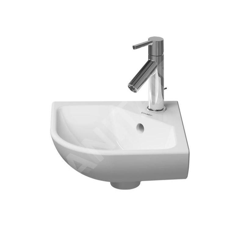Duravit ME by Starck - Lave-mains d'angle 430x380 mm, avec 1 trou pour robinetterie, blanc mat 0722433200