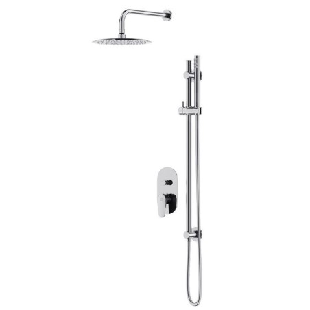 Cersanit Inverto - Set de douche avec mitigeur encastré, avec corps d’encastrement, diamètre 25 cm, chrome S952-005