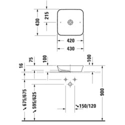 Duravit Cape Cod - Lavabo 430x430 mm, DuraCeram, blanc mat 2340433200
