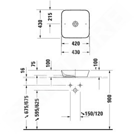 Duravit Cape Cod - Lavabo 430x430 mm, DuraCeram, WonderGliss, blanc mat 23404332001
