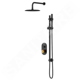 Cersanit Inverto - Set de douche avec mitigeur encastré, avec corps d’encastrement, diamètre 25 cm, noir S952-006