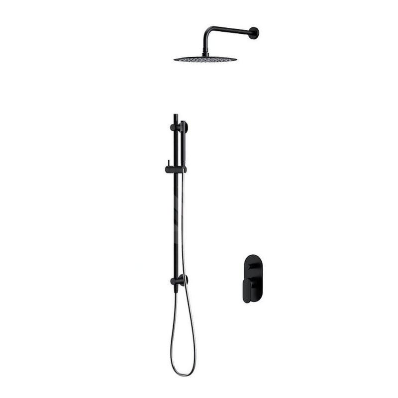 Cersanit Crea - Set de douche avec mitigeur encastré, avec corps d’encastrement, diamètre 25 cm, noir S952-009