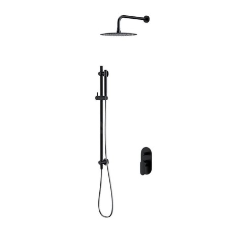 Cersanit Crea - Set de douche avec mitigeur encastré, avec corps d’encastrement, diamètre 25 cm, noir S952-009