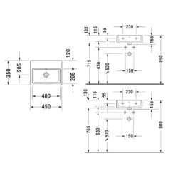 Duravit Vero Air - Lave-mains 450x350 mm, avec trop-plein, sans trou pour robinetterie, blanc 0724450060