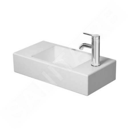 Duravit Vero Air - Lave-mains 500x250 mm, sans trop-plein, trou pour robinetterie à droite, WonderGliss, blanc 07245000081