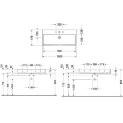 Duravit Vero Air - Lavabo 1000x470 mm, avec trop-plein, trou pour robinetterie, WonderGliss, blanc 23501000001