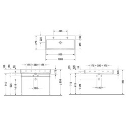 Duravit Vero Air - Double-lavabo 1000x470 mm, avec trop-plein, avec trou pour robinetterie, WonderGliss, blanc 23501000241