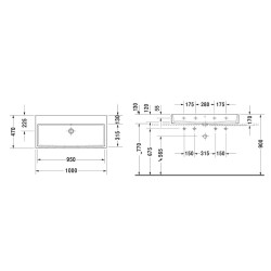Duravit Vero Air - Meuble-lavabo 1000x470 mm, avec trop-plein, sans trou pour robinetterie, WonderGliss, blanc 23501000281