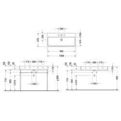 Duravit Vero Air - Lavabo 1000x470 mm, sans trop-plein, avec trou pour robinetterie, blanc 2350100041