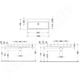 Duravit Vero Air - Lavabo 1000x470 mm, avec trop-plein, sans trou pour robinetterie, blanc 2350100060