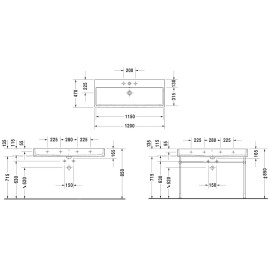 Duravit Vero Air - Lavabo 1200x470 mm, avec trop-plein, trou pour robinetterie, blanc 2350120000