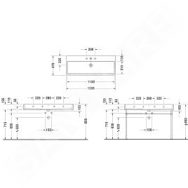Duravit Vero Air - Lavabo 1200x470 mm, avec trop-plein, trou pour robinetterie, WonderGliss, blanc 23501200001