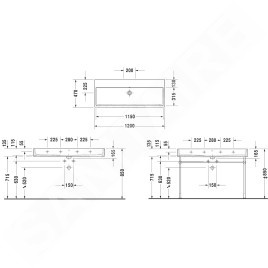 Duravit Vero Air - Double-lavabo 1200x470 mm, avec trop-plein, sans trou pour robinetterie, WonderGliss, blanc 23501200601