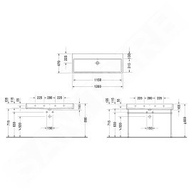 Duravit Vero Air - Double-lavabo 1200x470 mm, sans trop-plein, sans trou pour robinetterie, blanc 2350120070